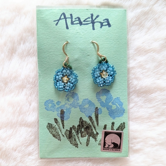 Beaded Flower Earrings - Picture 1 of 2
